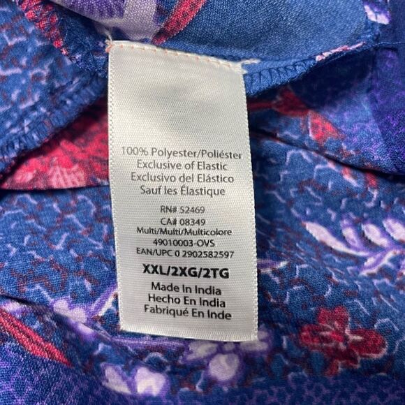 Sofia Vergara Top Womens XXL Blue Pink Floral Sleeveless Ruffle Blouse - Picture 8 of 12